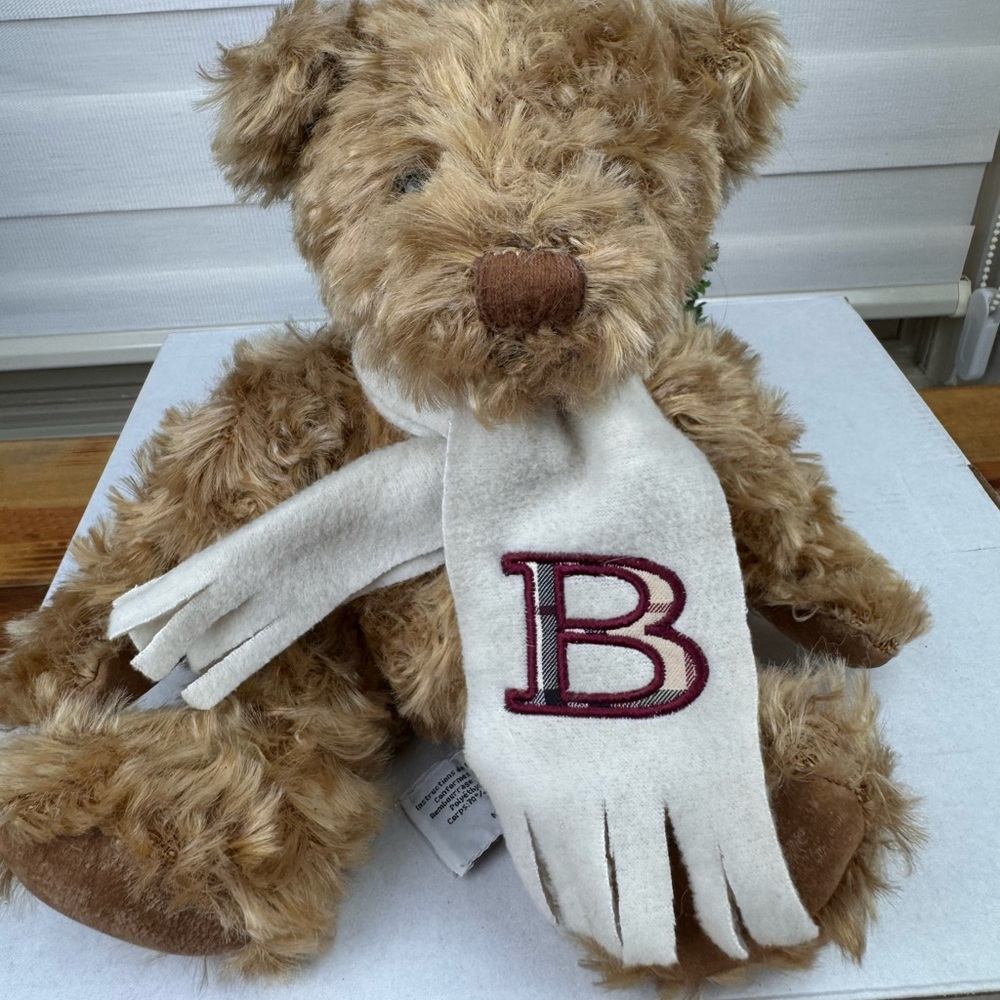 Burberry Russ Brown Teddy Bear with White Scarf